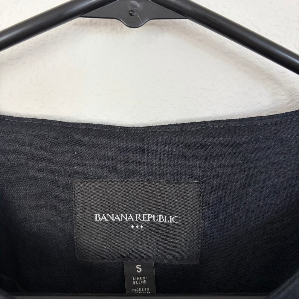 Banana Republic Factory Black Linen Blend Long Cutaway Vest (S) - Picture 3 of 7